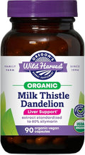 Oregon's Wild Harvest Certified Organic Milk Thistle Dandelion Capsules Liver Support Extract Standardized to 80% Silymarin 90 Count