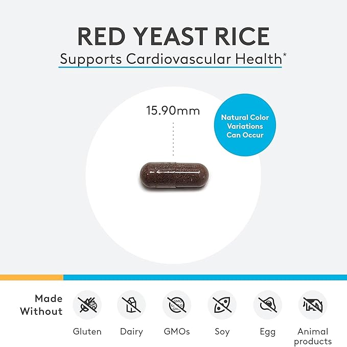 XYMOGEN Yeast Rice - Heart Health &amp Cardiovascular Support - Maintain Healthy Blood Lipid &amp Cholesterol Levels - Monacolin K &amp Citrinin-Free - Vegetarian Non-GMO &amp Gluten Free - 30 Ca