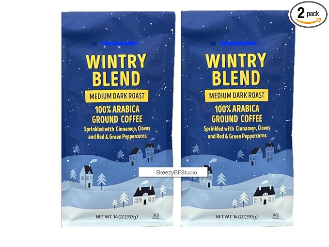 Limted Wintry Blend Medium Dark Roast Ground Coffee trader joe 14oz each100% Arabica Coffee (Two Bags)