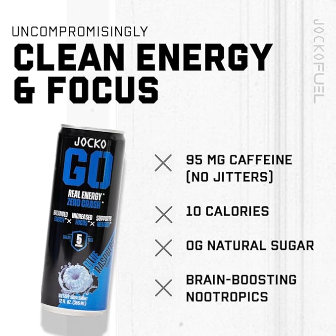 Jocko GO Energy Drink - Keto Vitamin B12 Vitamin B6 Electrolytes L Theanine Magnesium- Energy Boost Sugar Free Nootropic Monk Fruit Blend - 12 Pack (Pineapple Coconut)