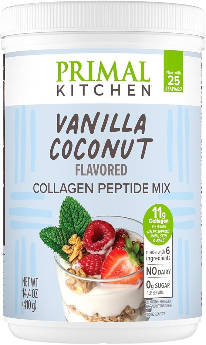 Primal Kitchen Collagen Powder Variety Pack – Vanilla Coconut 14.4 oz Chocolate Coconut 15 oz Hazelnut 10.34 oz – Paleo Friendly Keto Certified Collagen Peptides