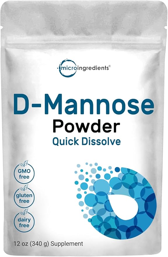 Micro Ingredients D Mannose Powder Pure Mannose Supplement Quick Water Soluble Support Urinary Tract Cleanse &amp Bladder Health Premium Mannose for Women and Men Vegan Friendly.