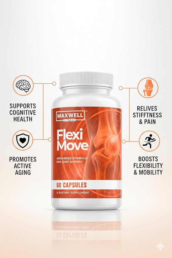 Flexi Move Capsules - Official Advanced Supplement Support Pills - Maximum Strength All Natural Vitamins for Overall Health &amp Wellness 60 Capsules for 1 Month