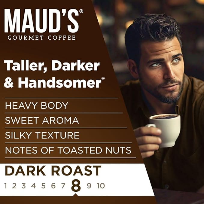 Maud's Organic Dark Roast Coffee Pods 50 ct Fair Trade &amp Single Origin Single Serve Pods – 100% Arabica Coffee Compatible with Keurig K Cups Maker
