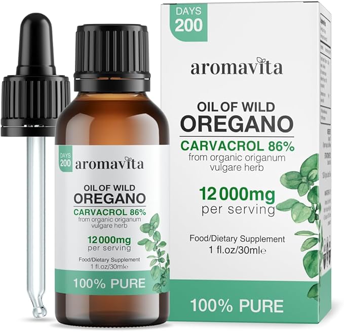 Wild Oregano Oil Organic - 100% Pure Undiluted Organic Wild Oregano Oil with 86-90% Carvacrol Immune Support - Plant-Based Herbal Supplement - Vegan Non GMO Gluten Free 1fl.oz/30ml