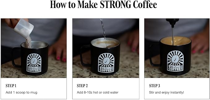 Strong Coffee Co. Snickerdoodle Instant Latte | Organic Coffee with 15g Collagen Protein | Lion’s Mane &amp L-Theanine | Nootropic Instant Coffee | 12 Servings