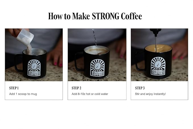 Strong Coffee Co. Coffee Booster | 10g Collagen Coffee Protein with Nootropics &amp Adaptogens NeuroFactor® Ashwagandha L-Theanine &amp Electrolytes for Focus &amp Balanced Energy | 15 Packets