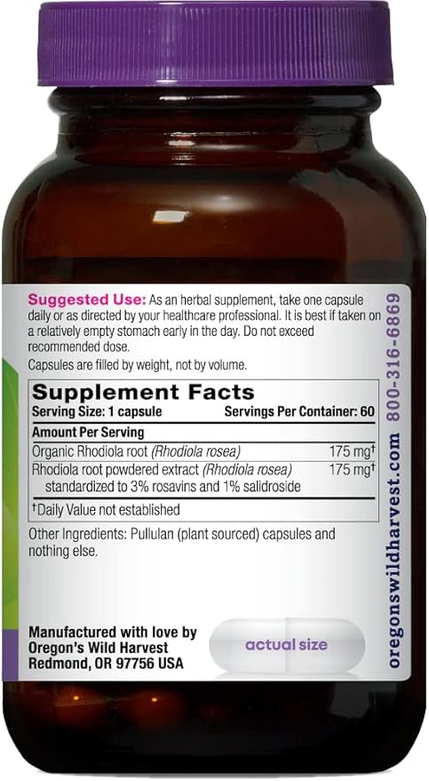 Oregon's Wild Harvest Rhodiola Supplement 60 Count