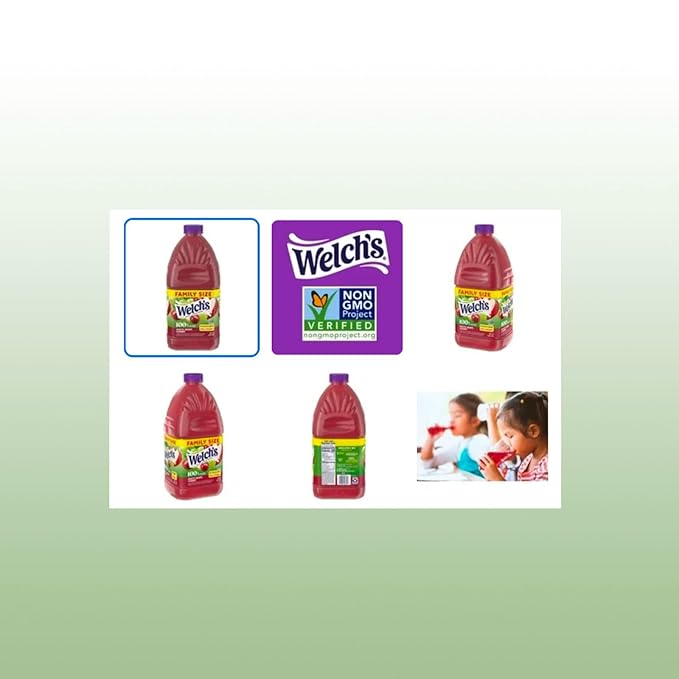 Welch's Juice Drink 96 fl oz Plastic Bottle 2 Pack + 15 Sugarcane Disposable Straws by Kool8shop Infinite Deals (2 Pack Strawberry Kiwi)