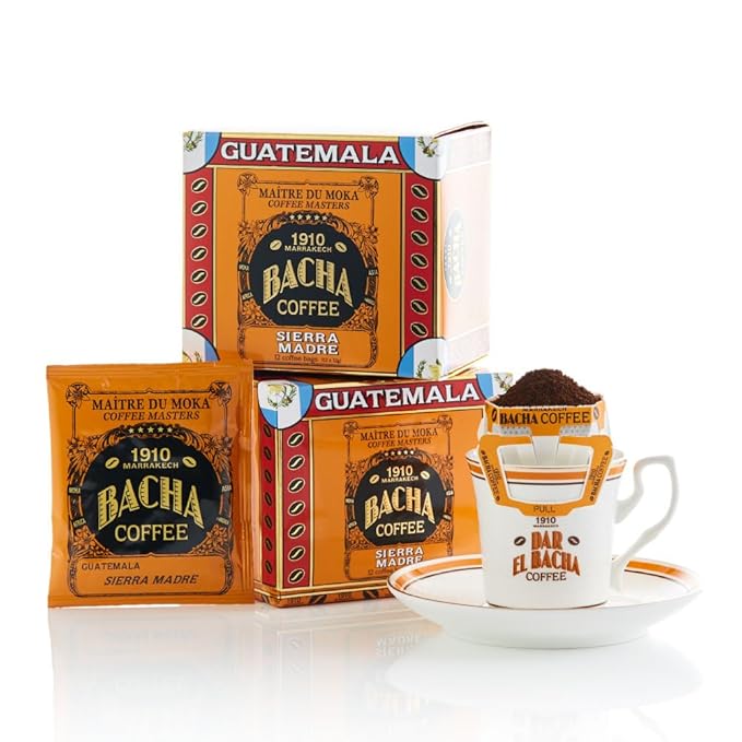 Bacha Coffee | Sierra Madre Guatemala Single Origin Medium Roast 100% Arabica Specialty Coffee 12 Coffee Drip Bags Gift Box