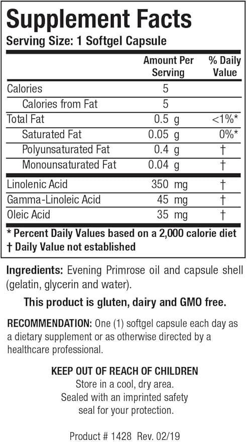 Biotics Research Evening Primrose Oil Potent Gamma Linolenic Acid GLA Source Linoleic Acid Healthy and Balanced Body Response Cardiovascular Neurological Skin Women’s Health. 100 Softgels