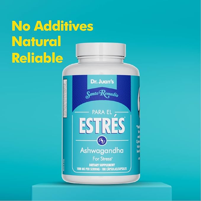 Santo Remedio Ashwagandha Capsules by Dr. Juan Rivera Stress Support Supplement 1000 mg Per Serving 180 Vegetarian Capsules No Artificial Flavors Sugar &amp Sodium Free Daily Wellness Support
