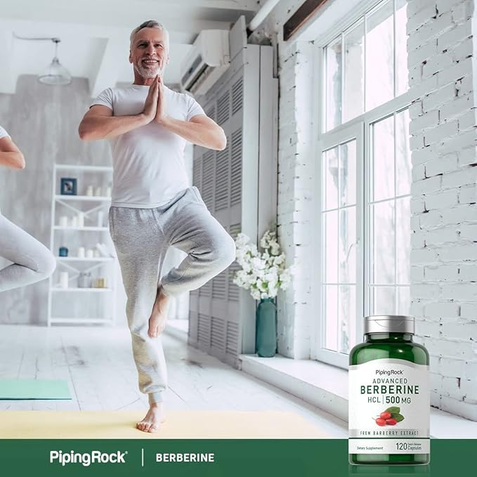 Piping Rock Berberine HCL Capsules 500mg | 120 Pills | Advanced Barberry Extract Supplement | Non-GMO Gluten Free