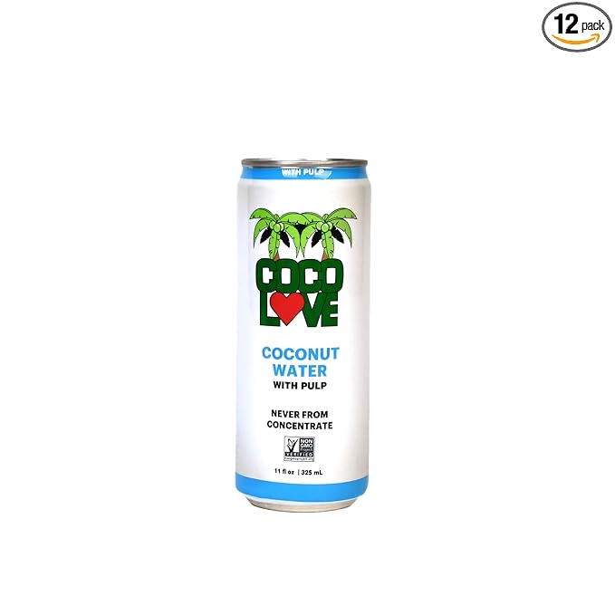 CocoLove 100% Coconut Water with Pulp | 11 Fl Oz - 325 mL (12 Pack)