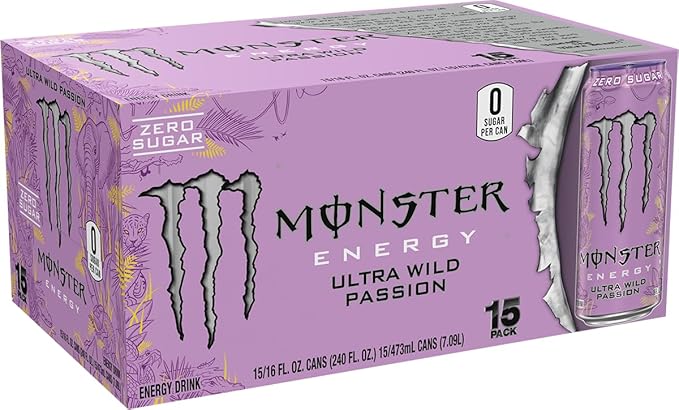 Monster Energy Ultra Wild Passion Sugar Free Energy Drink 16 Ounce (Pack of 15)