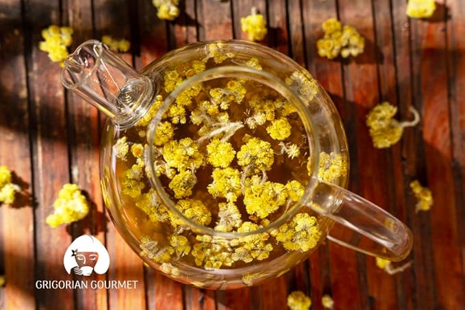 Immortelle (Helichrysum Pallasii) 7 OZ (200g) Dried Flowers with Stems Loose Herbal Tea | Wild-Harvested from the Mountains of Armenia | All-natural