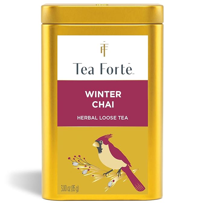 Tea Forte Winter Chai Premium Loose Leaf Caffeine-Free Herbal Tea Blend Canister Makes 35-50 Cups