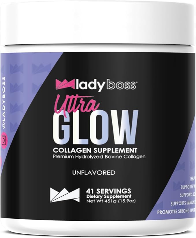 LadyBoss - Ultra Glow Collagen Supplement - Premium Hydrolyzed Bovine Collagen - Unflavored - 41 Servings