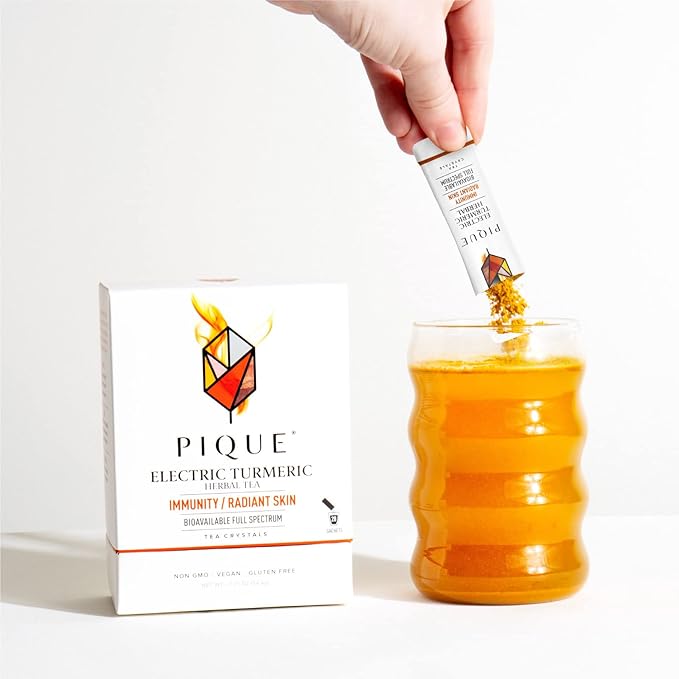 Pique Electric Turmeric - Supports Radiant Skin Healthy Immunity and Natural Inflammatory Response - 28ct Single Serve Sticks (Pack of 1)
