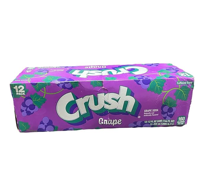 Crush Soda Munchie Box Reserve - Stocked for your Pleasure - Cans or Bottles (Grape Pack of (12) 12 Oz Cans)