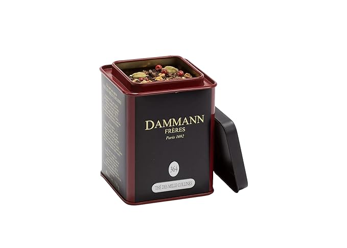 Dammann Freres Loose Leaf Thé des Mille Collines (Chaï) Premium Gourmet French Black Tea Blend Ginger Cinnamon Cardamom Flavors 5.3 Ounce Tin