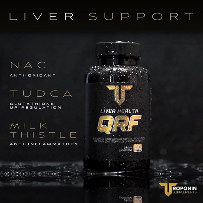 Troponin Nutrition QRF Liver Support Supplement - NAC 600mg TUDCA &amp Milk Thistle Extract - Liver Cleanse Detox &amp Repair Bile Flow Glutathione Booster - 60 Capsules