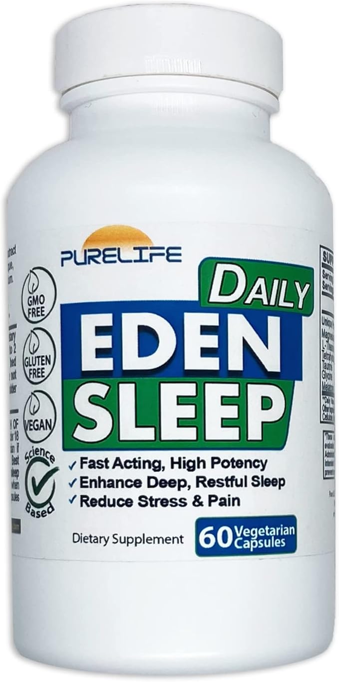Eden Daily Sleep [New GABA Free Formula] – Fall Asleep Faster Relax Your Body Promote Deep and Restful Sleep (60 Vegan Capsules)