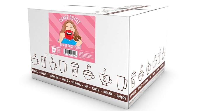 Crave Beverages Donut Shop Coffee Pods - Medium Roast for Keurig K Cup Brewers 100 Count
