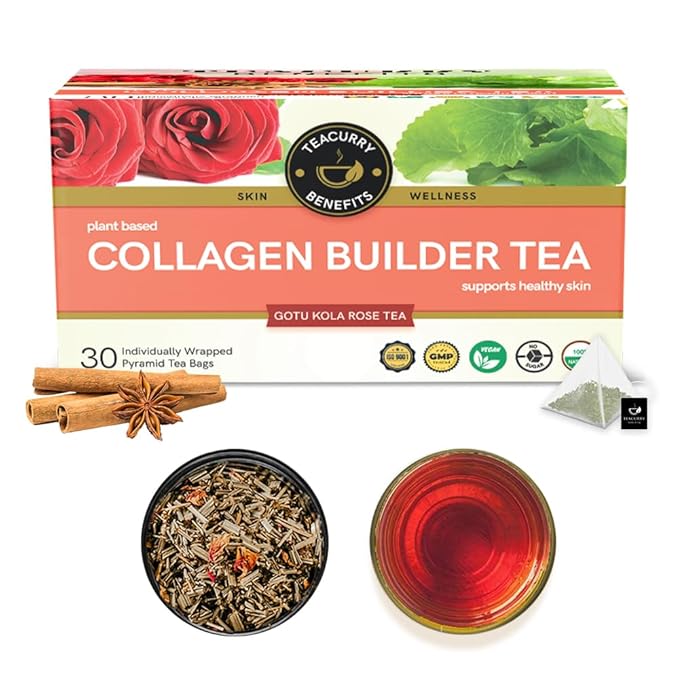 TEACURRY Collagen Tea (1 Month Pack 30 Tea Bags) - Healthy Bright Looking Skin - Herbal Tea - All Natural Caffeine Free
