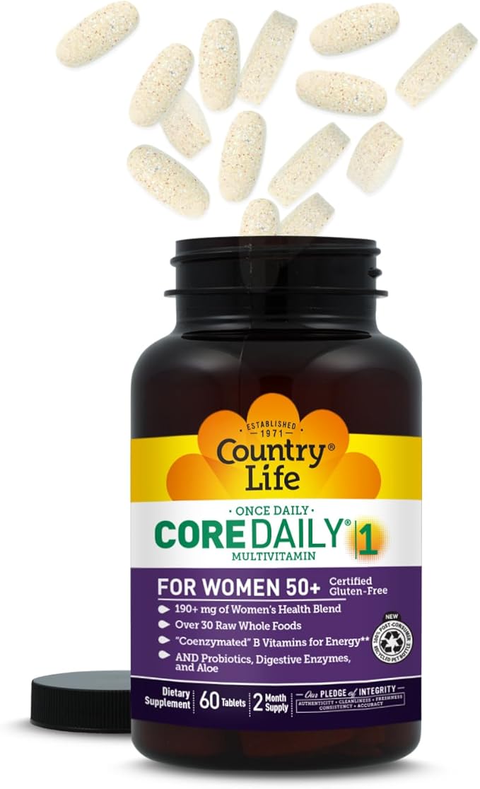 Country Life CORE Daily-1 for Women 50+ Multivitamin - Formulated for Women Over 50 Complete Daily Nutrition with Women's Health Blend Coenzymated B Vitamins Probiotics and Digestive Enzymes