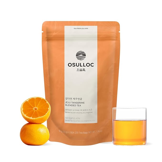 OSULLOC Tangerine Tea (Refreshing Jeju Tangerine Flavor) | Korean Premium Blended Tea Bag | Sweet Fruit Tea | 20 Count Tea Bags 1.76oz