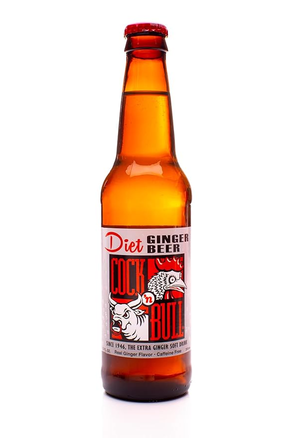 Cock-N-Bull Diet Ginger Beer 8/12 fl. oz. (355 ml) Glass Bottles (8-Pack)