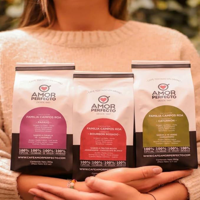 Amor Perfecto coffee roasted ground Coffee (2 pack) Sweet – Citric-Fruit Notes &amp Peach - Grapefruit flavor Cafe amor perfecto Colombiano Dulce – Notas Cítricas- Frutales y durazno - toronja Colomb
