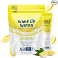 Wake Up Water Energy Drink Mix Sugar Free Clean Energy Powder with Electrolytes &amp B Vitamins Natural Caffeine for Focus &amp Hydration (15 Pack) - Lemon