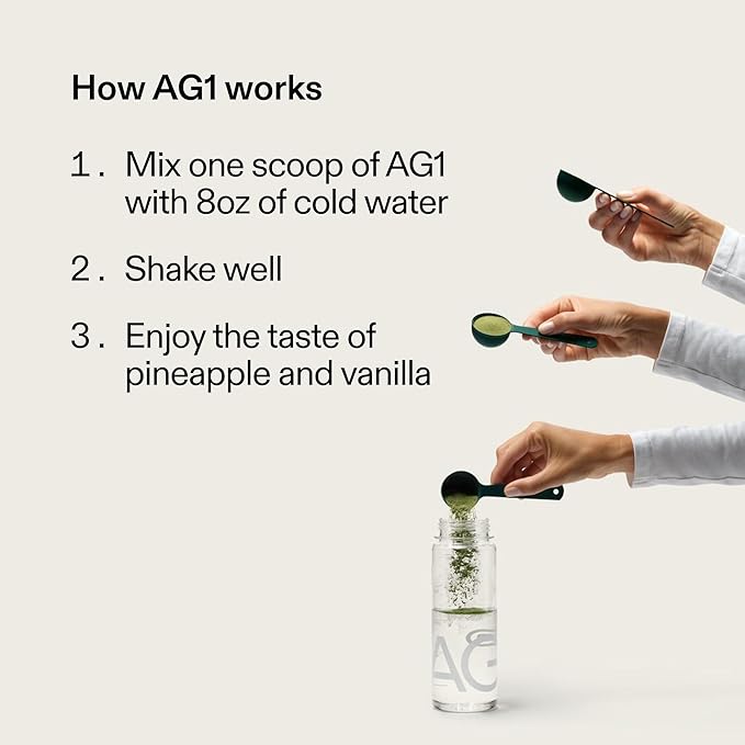 AG1 Greens Powder Supplement | Improve Gut Health | Multivitamin Probiotic Gluten Free Vegan and Keto Friendly | Shaker &amp Scoop Included | 75 Vitamins (Athletic Greens) Classic Formula