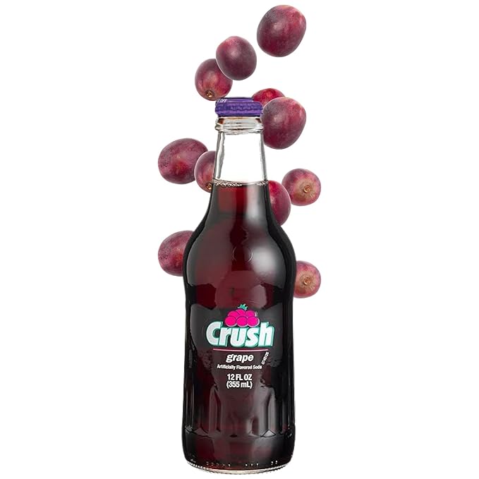 Crush Grape Soda | One of Crush’s Popular Soda Flavors | Real Cane Sugar | Caffeine Free | 12 oz Glass Bottles with Crazy Soda Pop Bottle Opener (6 Pack)