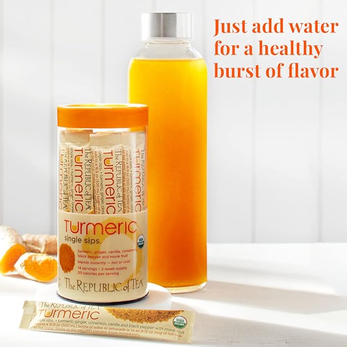 The Republic of Tea Organic Turmeric Single Sips 50 Single Servings of Instant Turmeric Tea