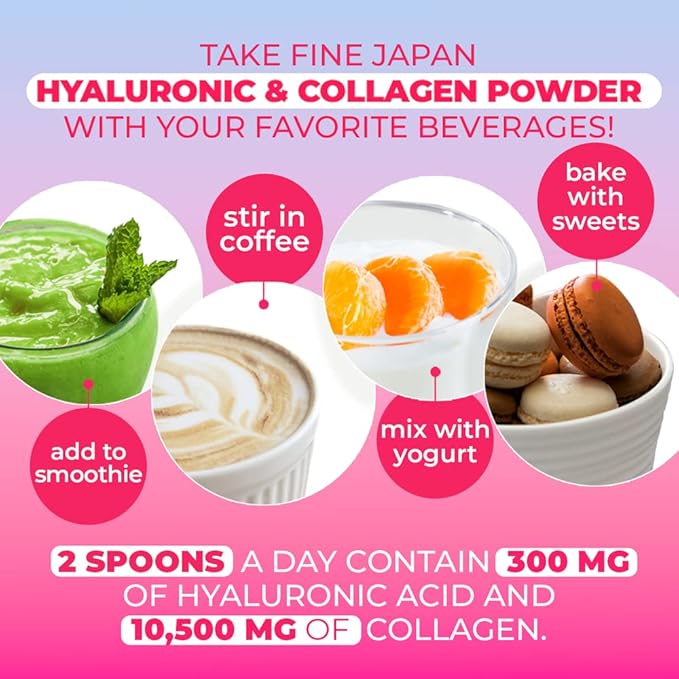 FINE JAPAN Premium Marine Collagen Powder with Hyaluronic Acid CoQ10 &amp Elastin/Set of 3 /Non-GMO - 30 Servings (210g / 7.4oz)