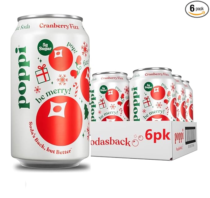 Sparkling Prebiotic Soda Beverage with Apple Cider Vinegar Seltzer Water and Fruit Juice Cranberry Fizz Flavor 12 Fl Oz (Pack of 6 Limited Edition!)