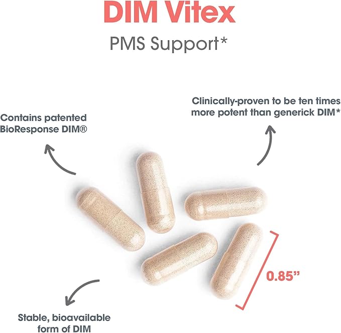 Allergy Research Group DIM Vitex - Supports Estrogen Metabolism - DIM with NAC and Vitamin B &amp Magnesium - 60 Servings - 120 Capsules