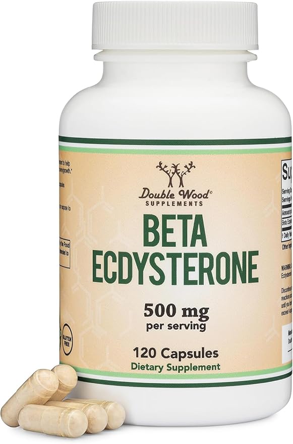 Beta Ecdysterone Supplement - 500mg Per Serving (120 Capsules 60 Servings) Powerful Plant Anabolic to Support Men's Health (Non-GMO and Gluten Free) by Double Wood