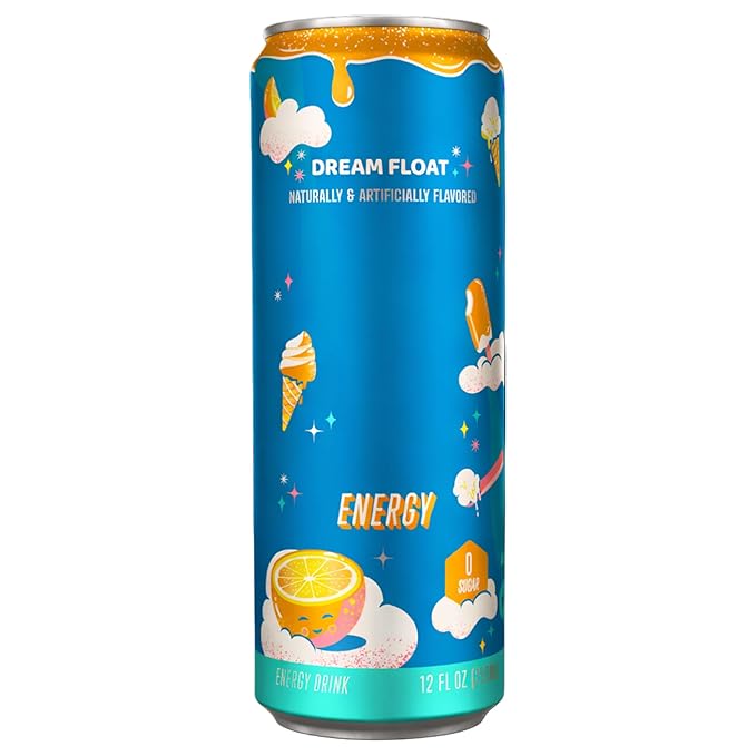 Sugar Free Energy Drink Dream Float Flavor – Clean Energy Zero Calories 12 Fl Oz Cans (Pack OF 6)