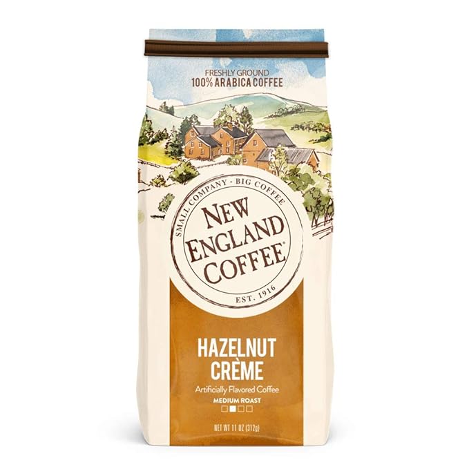 New England Coffee Ground Coffee Butter Pecan/Blueberry Cobbler/Hazelnut Crème 11oz Bag (Pack of 3)