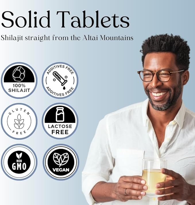 Pure Himalayan Shilajit Dry Drops (90 Tablets 200mg Each) Maximum Potency Pure Shilajit for Men with 85+ Trace Minerals &amp Fulvic Acid for Metabolism Energy &amp Immune Support