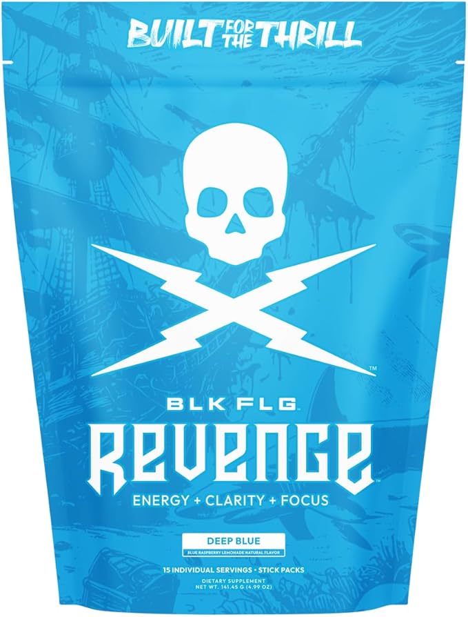 BLK FLG Energy Drink Mix – Healthy Coffee Alternative with Natural Caffeine &amp Nootropics – Focus &amp Clean Energy Supplement – Sugar Free – 15 On-The-Go Stick Packs