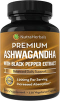 Ashwagandha Supplement Made with Premium Ashwaganda Root Powder 1200mg with Black Pepper Extract for Increased Absorption - 120 Vegi Capsules