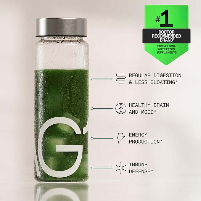AG1 Greens Powder Supplement | Improve Gut Health | Multivitamin Probiotic Gluten Free Vegan and Keto Friendly | Shaker &amp Scoop Included | 75 Vitamins (Athletic Greens) Classic Formula