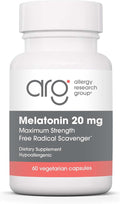 Allergy Research Group Melatonin - Delivers 20 mg Melatonin - Maximum Strength - Supports Healthy Sleep Patterns &amp Optimized Absorption - 60 Servings - 60 Tablets