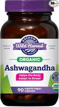 Oregon's Wild Harvest Certified Organic Ashwagandha Herbal Vegan Capsules 1200 MGS 90 Count