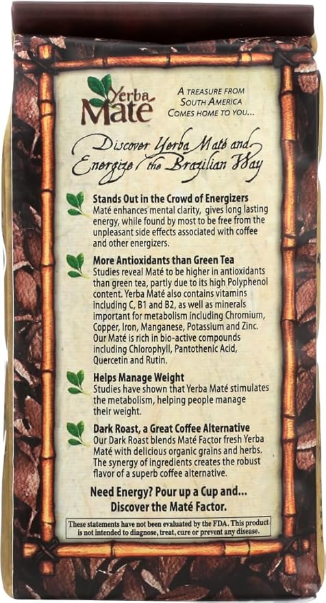 Certified Organic Yerba Mate - Dark Roast 12 oz. loose tea - (Pack of 3)